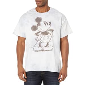 Disney Characters Sketchy Mickey Young Men's Short Sleeve Tee Shirt, White/Blue, XX-Large for $10