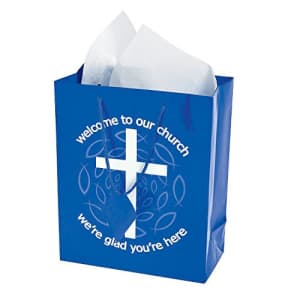 Fun Express Blue Welcome to Our Church Gift Bags (Set of 12) Religious Party Supplies for $11