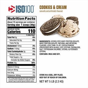 Dymatize ISO100 Hydrolyzed Protein Powder, Cookies & Cream, 5 Pound, 80 Oz for $101