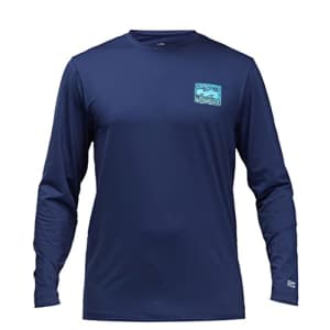 Billabong Men's Standard Classic Loose Fit Long Sleeve Rashguard Surf Tee Shirt, Crayon Wave Navy, for $81