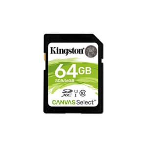 Kingston Canvas Select 64GB SDHC Class 10 SD Memory Card UHS-I 80MB/s R Flash Memory Card (SDS/64GB) for $14