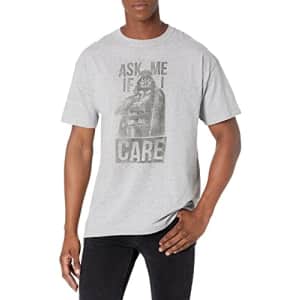 STAR WARS Men's No Cares T-Shirt, Athletic Heather, Large for $13