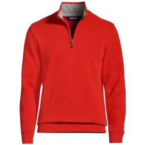 Lands' End Men's Bedford Rib Quarter Zip Sweater for $11