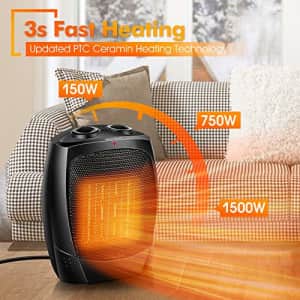 TRUSTECH Space Heater, 1500W Ceramic Desk Space Heaters for Indoor Use, 3s Fast Heating Electric for $24