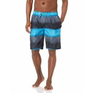 Kanu Surf Men's Mirage Swim Trunks (Regular & Extended Sizes), Zipline Black/Aqua, Small for $15