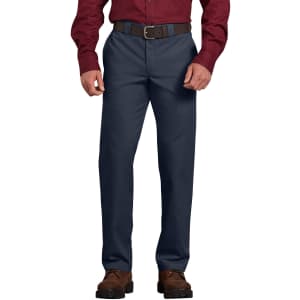 Dickies Men's Slim Fit Straight Leg Poplin Work Pants for $12 Dickies Men's Slim Fit Straight Leg Poplin Work Pants for $12