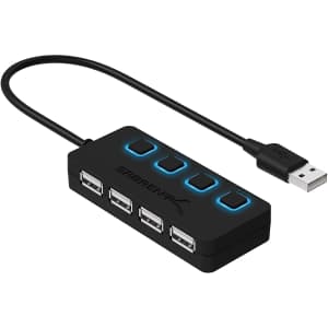 Sabrent 4-Port USB Hub w/ LED Lights for $8