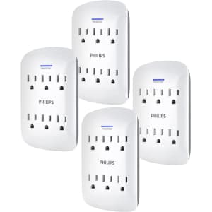 Philips 6-Outlet Extender Surge Protector 4-Pack for $20