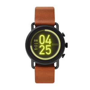 Skagen Connected Falster 3 Gen 5 Stainless Steel and Leather Touchscreen Smartwatch, Color: for $252