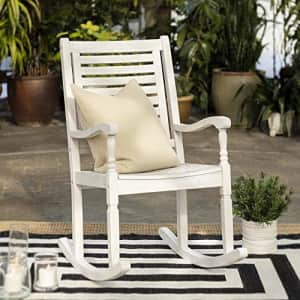 Walker Edison Montego Traditional Acacia Wood Slat Back Patio Rocking Chair, 42 Inch, White Wash for $227