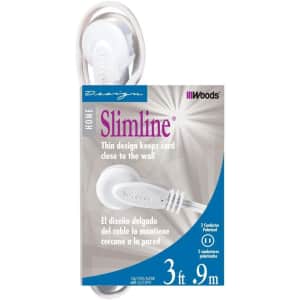 Woods Slimline Flat Plug 3-Foot Extension Cord for $3