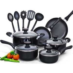 Cook N Home 15-Piece Nonstick Stay Cool Handle Cookware Set, Black for $92 Cook N Home 15-Piece Nonstick Stay Cool Handle Cookware Set, Black for $92