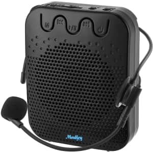 Moukey Portable Voice Amplifier with Wired Microphone Headset for $20