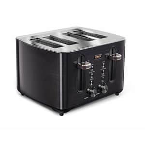CRUX 4-Slice Toaster with Extra Wide Slots & 6 Setting Shade Control, Black Stainless Steel for $49