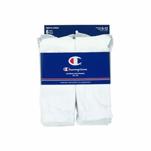 Champion Double Dry Performance Men's Crew Socks 12-Pack_White_10-13 for $14