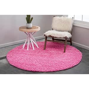 Unique Loom Solo Solid Shag Collection Area Modern Plush Rug Lush & Soft, 3' 3 x 3' 3 Round, for $46