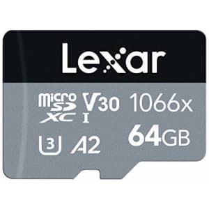 Lexar Professional 1066x 64GB microSDXC UHS-I Card w/SD Adapter Silver Series, Up to 160MB/s Read for $13 Lexar Professional 1066x 64GB microSDXC UHS-I Card w/SD Adapter Silver Series, Up to 160MB/s Read for $13