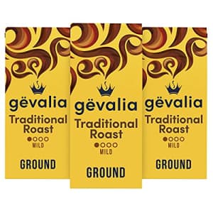 Gevalia Traditional Roast Mild Light Roast Ground Coffee (12 oz Bag, Pack of 3) for $18 Gevalia Traditional Roast Mild Light Roast Ground Coffee (12 oz Bag, Pack of 3) for $18