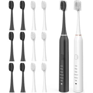 Eoryeo Electric Toothbrush 2-Pack with 12 DuPont Toothbrush Heads for $10