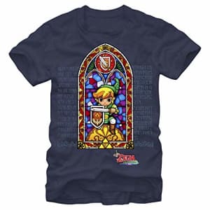 Nintendo Men's Zelda Stained Glass Protector T-Shirt, Navy, Small for $9