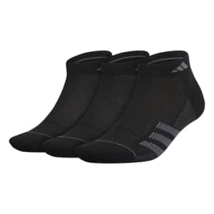 adidas Men's Superlite Stripe Low Cut Socks (3-Pair), Black/Onix Grey/Night Grey, X-Large for $14