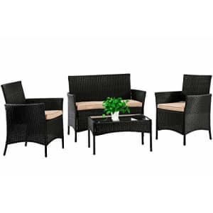 FDW Patio Furniture Set 4 Pieces Outdoor Rattan Chair Wicker Sofa Garden Conversation Bistro Sets for $150 FDW Patio Furniture Set 4 Pieces Outdoor Rattan Chair Wicker Sofa Garden Conversation Bistro Sets for $150