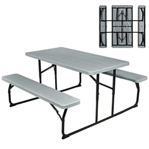 Giantex Folding Picnic Table Bench Set, Outdoor Dining Table Set, Large Camping Table for Patio for $180