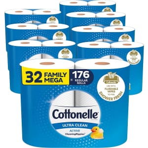 Cottonelle Ultra Clean Toilet Paper Family Mega Roll 32-Pack for $24