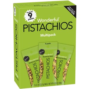 Wonderful Pistachios 0.75-oz. Shelled Pistachios 9-Pack for $6.59 via Sub & Save Wonderful Pistachios 0.75-oz. Shelled Pistachios 9-Pack for $6.59 via Sub & Save
