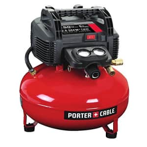 Porter-Cable 0.8 HP 6 Gallon Oil-Free Pancake Air Compressor for $114 Porter-Cable 0.8 HP 6 Gallon Oil-Free Pancake Air Compressor for $114