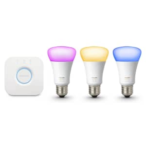 Philips Hue 60W A19 White & Color Ambiance Smart 3-Bulb Kit for $80