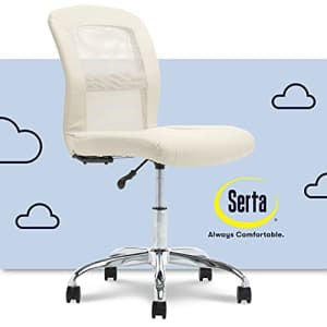Serta Essentials Computer Chair, Inspiration Cream Faux Leather and Mesh for $133