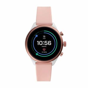 Fossil Women's Gen 4 Sport Heart Rate Metal and Silicone Touchscreen Smartwatch, Color:Blush Pink for $321