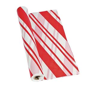 Fun Express Candy Cane Striped Disposable Tablecloth Roll - 100 feet long - Christmas Holiday Party Supplies for $31