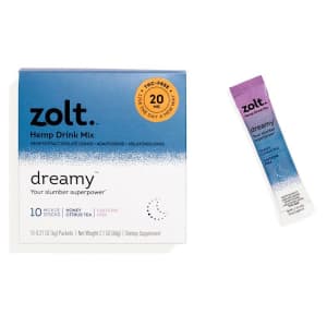 Zolt 20mg CBD Dreamy Honey Citrus Tea 10-Count Stick Pack for $17 Zolt 20mg CBD Dreamy Honey Citrus Tea 10-Count Stick Pack for $17