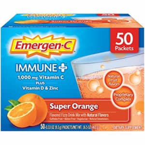 Emergen-C Immune+ Vitamin C 1000mg Powder, Plus Vitamin D And Zinc (50 Count, Super Orange Flavor), for $41 Emergen-C Immune+ Vitamin C 1000mg Powder, Plus Vitamin D And Zinc (50 Count, Super Orange Flavor), for $41