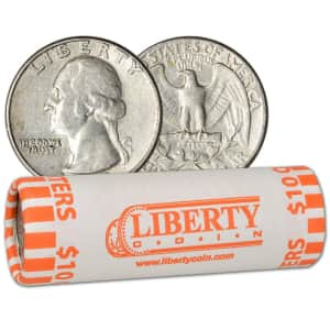 90% Silver Washington Quarters 40-Coin Roll for $203