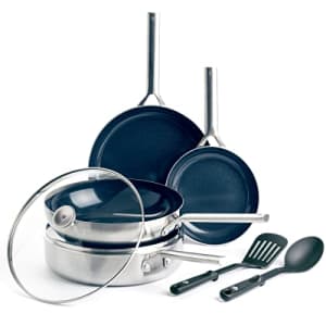 Blue Diamond Cookware Tri-Ply Stainless Steel Ceramic Nonstick, 7 Piece Cookware Pots and Pans Set, for $120