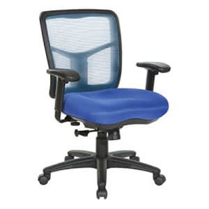 Office Star Fabric Seat and Mesh Back Manager's Chair with Adjustable Arms, Blue for $190