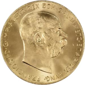 Austria Gold 100 Coronas (.9802 oz) Bullion Coin for $1,814 Austria Gold 100 Coronas (.9802 oz) Bullion Coin for $1,814