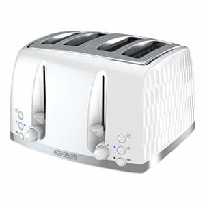 Black + Decker BLACK+DECKER Honeycomb Collection 4-Slice Toaster with Premium Textured Finish, TR1450WD, White for $64 Black + Decker BLACK+DECKER Honeycomb Collection 4-Slice Toaster with Premium Textured Finish, TR1450WD, White for $64