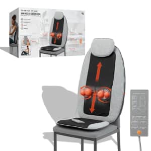 Sharper Image Massager Seat Topper 4-Node Shiatsu with Heat & Vibration for $44