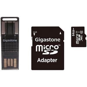 Gigastone GS-4IN1600X64GB-R Prime Series microSD Card 4-in-1 Kit (64GB) for $19