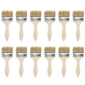 uxcell 12Pcs 3 Inch Paint Brush Natural Bristle Flat Edge with Wood Handle Wall Treatment Tool for for $18