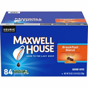 Maxwell House Breakfast Blend Light Roast K-Cup Coffee Pods (84 Pods) for $25 Maxwell House Breakfast Blend Light Roast K-Cup Coffee Pods (84 Pods) for $25