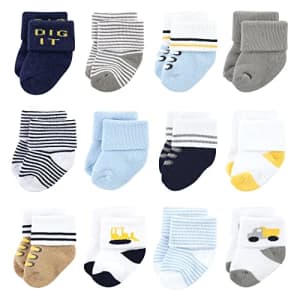 Luvable Friends Unisex Baby Newborn and Baby Terry Socks, Bulldozer, 0-6 Months for $15