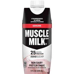Muscle Milk Genuine Protein Shake, Strawberries 'N Crme, 25g Protein, 11 Fl Oz, 12 Pack for $40 Muscle Milk Genuine Protein Shake, Strawberries 'N Crme, 25g Protein, 11 Fl Oz, 12 Pack for $40