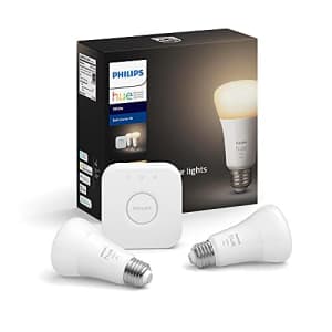 Philips Hue 2-Pack White A19 Dimmable Smart Bulb Starter Kit with Hub (Voice Compatible with Amazon for $36 Philips Hue 2-Pack White A19 Dimmable Smart Bulb Starter Kit with Hub (Voice Compatible with Amazon for $36