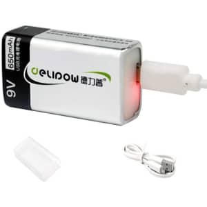 Delipow 9V USB Rechargeable Battery for $6