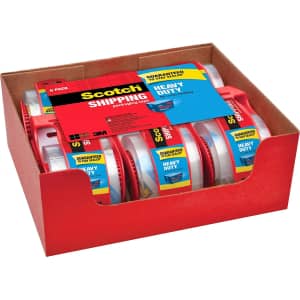 Scotch Heavy Duty Shipping Packaging Tape 6-Pack w/ Dispenser for $10
